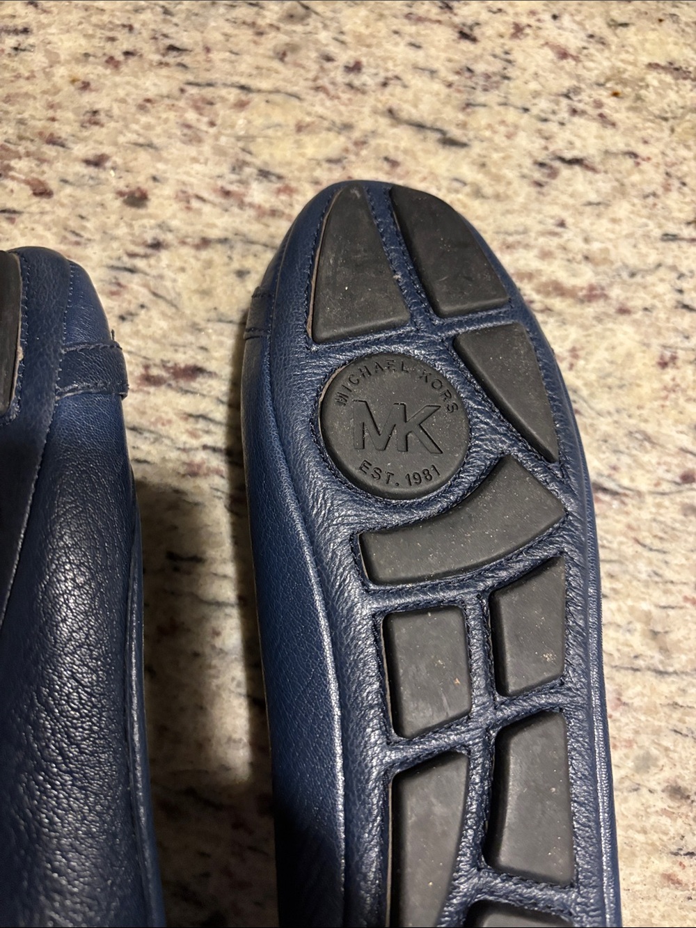 Michael Kors Navy Leather Logo Buckle Flats - Picture 7 of 15